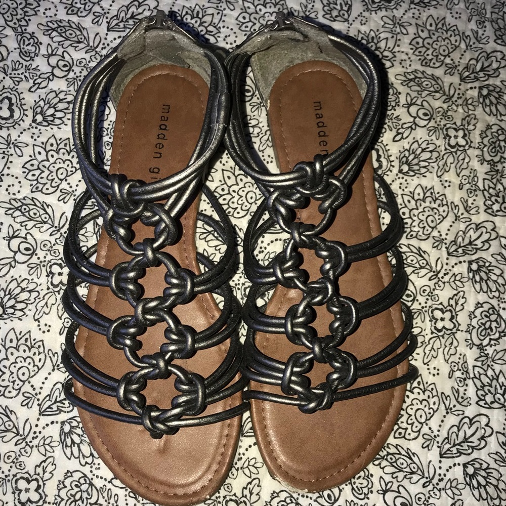 Dark grey strappy sandals